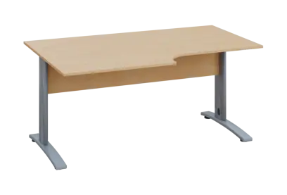 ERK 18 - 168 stůl kancelářský, rohový, levý, kovová podnož stříbrná, deska 18 mm, široký 1600 mm, bříza irská